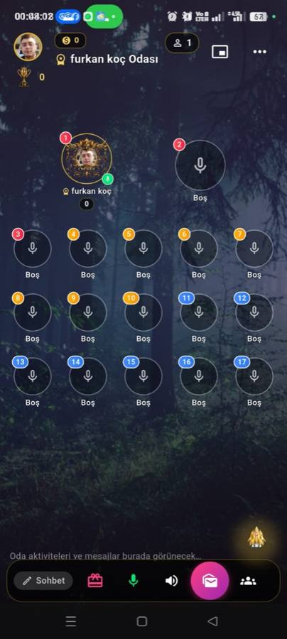Oda 2 — çok koltuklu sesli oda UI